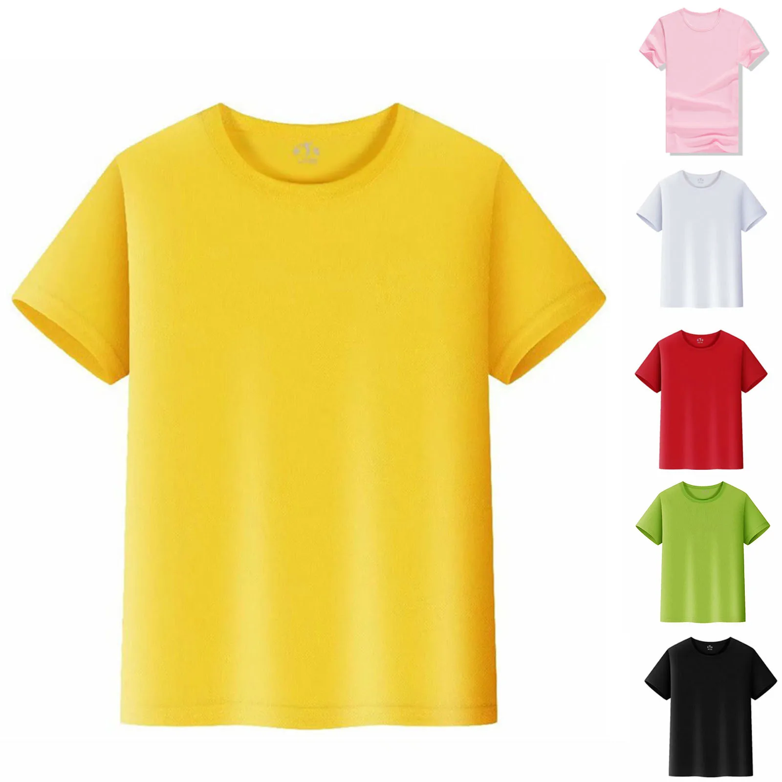 Summer Kids T-Shirts Short Sleeve Plain Top Tees Boy & Girl Unisex Toddler Children Crew Neck Clothes 2024