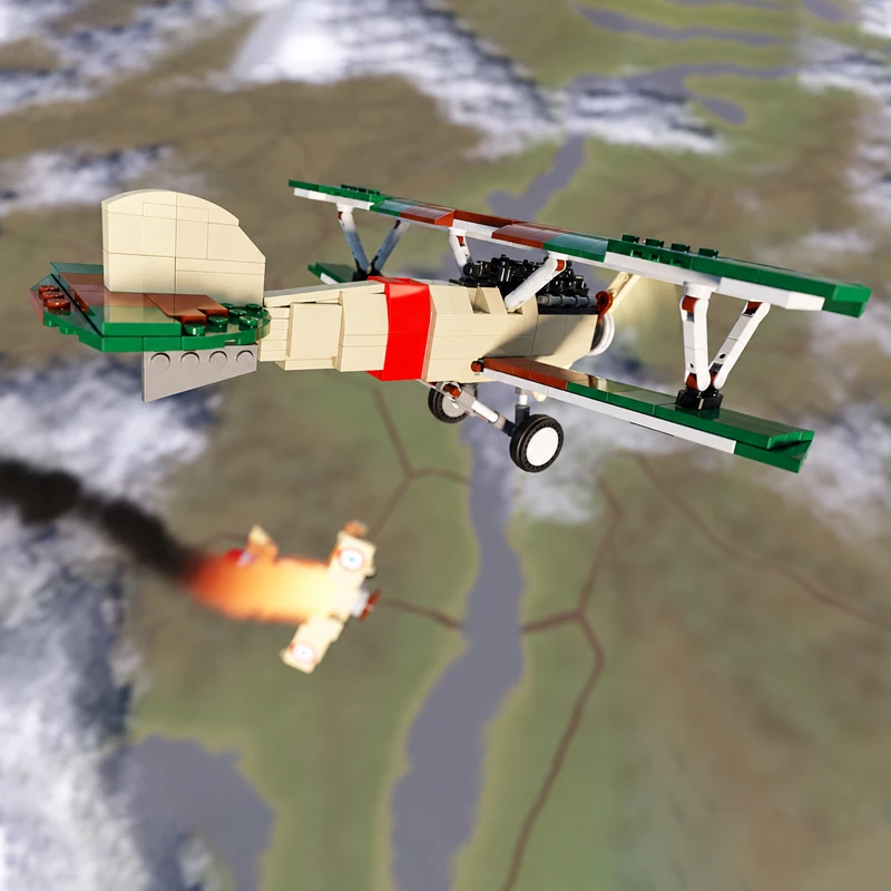Vintage Fighter Aircraft Model MOC Building Bricks War Equipment Modular Technology Gifts Holiday Assemble Toys Suit Ideal Gift