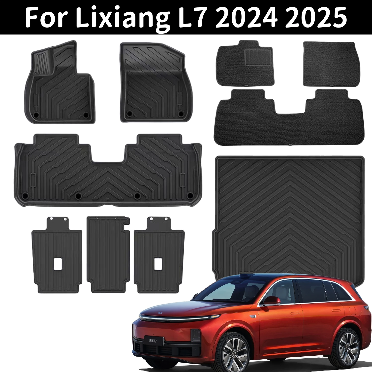 

TPE Floor Mats & Cargo Liners For Lixiang L7 2024 2025, Waterproof Non-slip Trunk Mats Backrest Pads For L7 Pro/ Max / Ultra