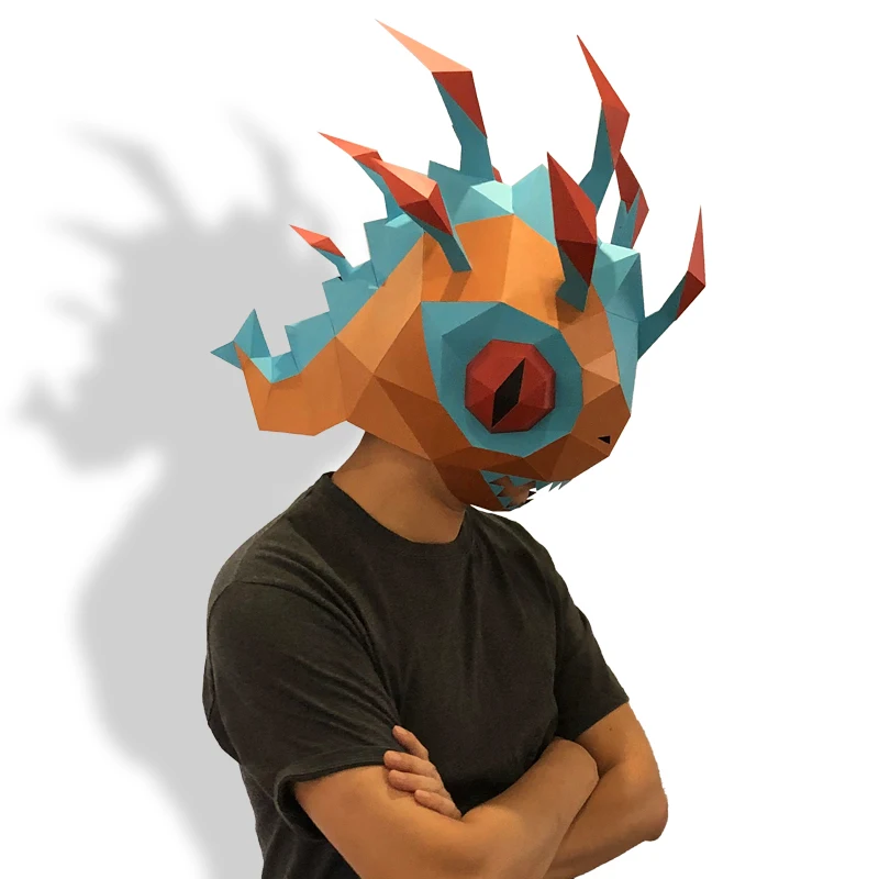 3D Бумажная форма WOW Fish, мужская маска на голову, головной убор, модель, реквизит для косплея на Хэллоуин, для женщин и мужчин, искусственное украшение, маски для рукоделия