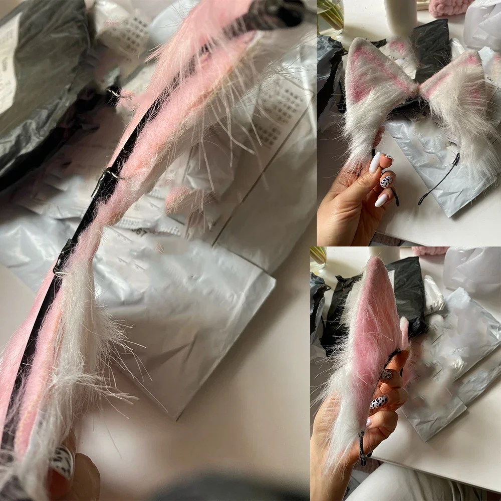 Damen Lolita Plüsch Haarschmuck Tier Katzenohren Haar Halloween Party Haarreifen Anime Cosplay Ausgefallene Requisiten