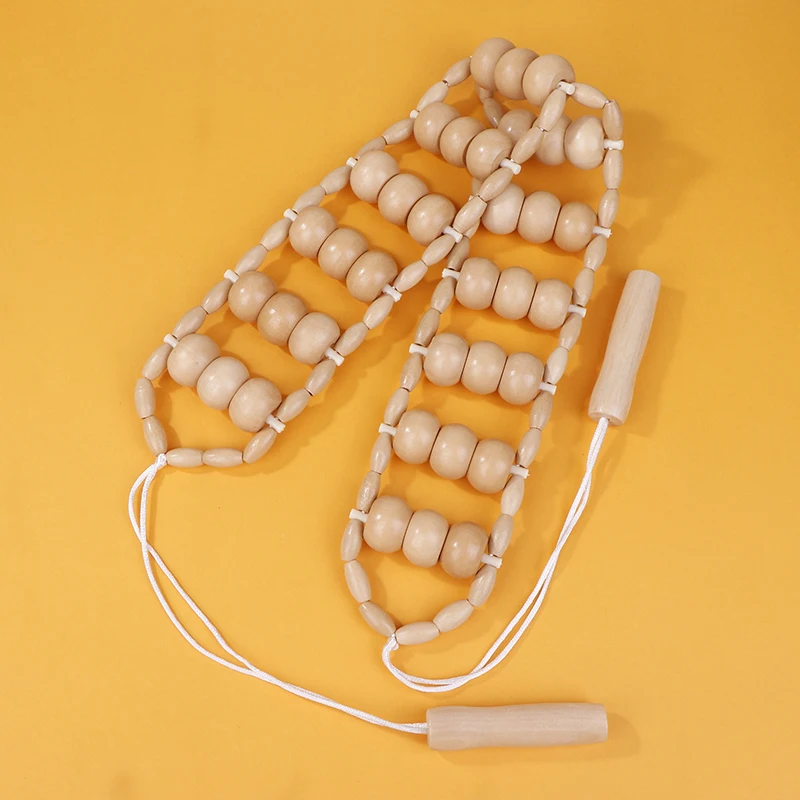 Strumenti per massaggio anticellulite con corda per massaggio alla schiena in legno Strumenti portatili per automasaggi per la cura del corpo del sollievo dal dolore muscolare della gamba del collo