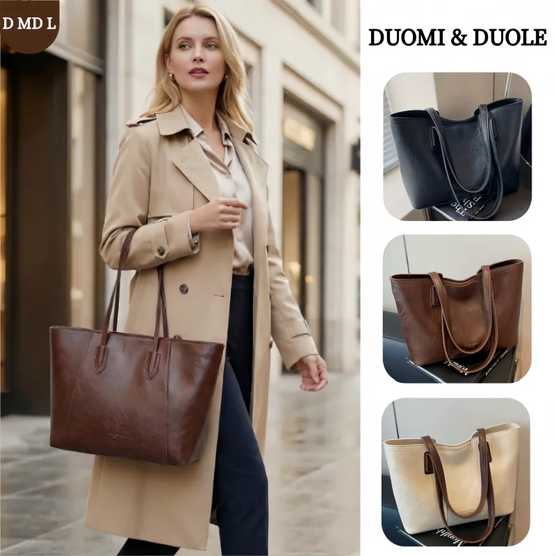 

Весенняя ретро-сумка-ведро 2026 года из состаренной коричневой искусственной кожи, женская, большая вместимость, с верхней ручкой, через плечо, повседневная, модная