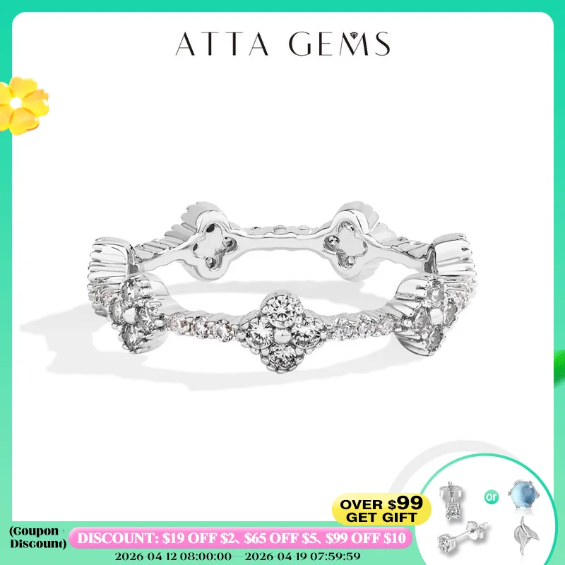 ATTAGEMS éternité DVVS1 Moissanite bague pour femmes 100% réel 925 en argent Sterling plaqué or fête de mariage charme bijoux fins nouveau