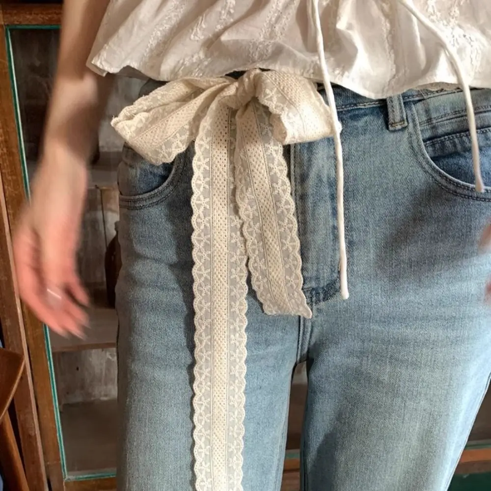 

Vintage Pastoral Style Lace Scarf Adjustable Soft Wrap Sweet Bow Headband Embroidery Turban Accessories Ribbon Hair Strap Women