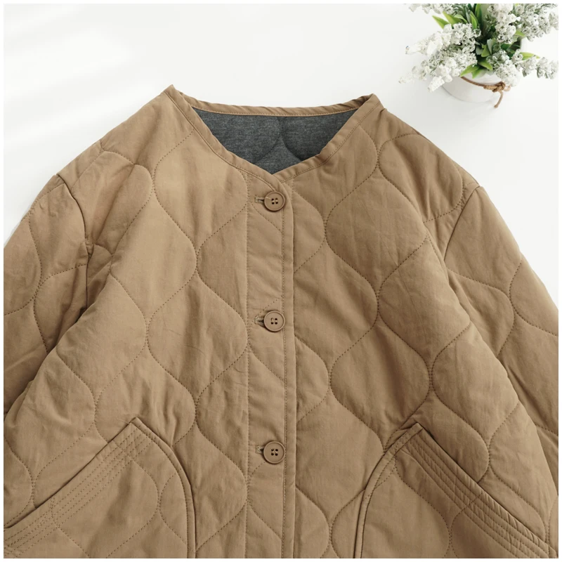 Lightweight Long Sleeved Padded Jacket for Men Women Loose Casual Japanese Retro Single Breasted Clip on Cotton Short Parkas