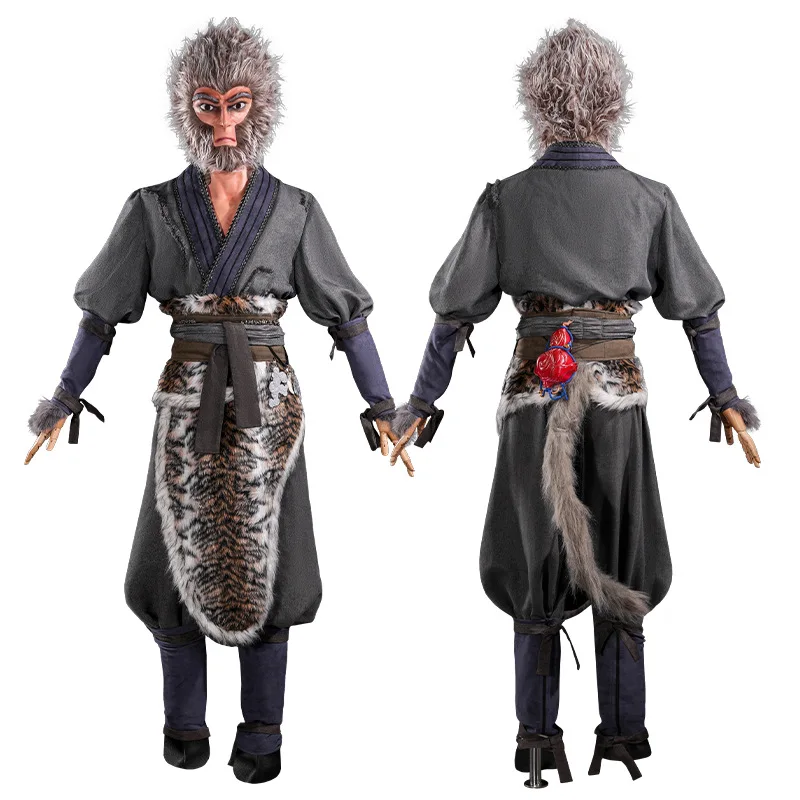 Black Myth: Wukong Cosplay Costume Tiger Apron Outfit Halloween Cos Convention Fancy Stage Suit for Man Full Set Tail Props view 2