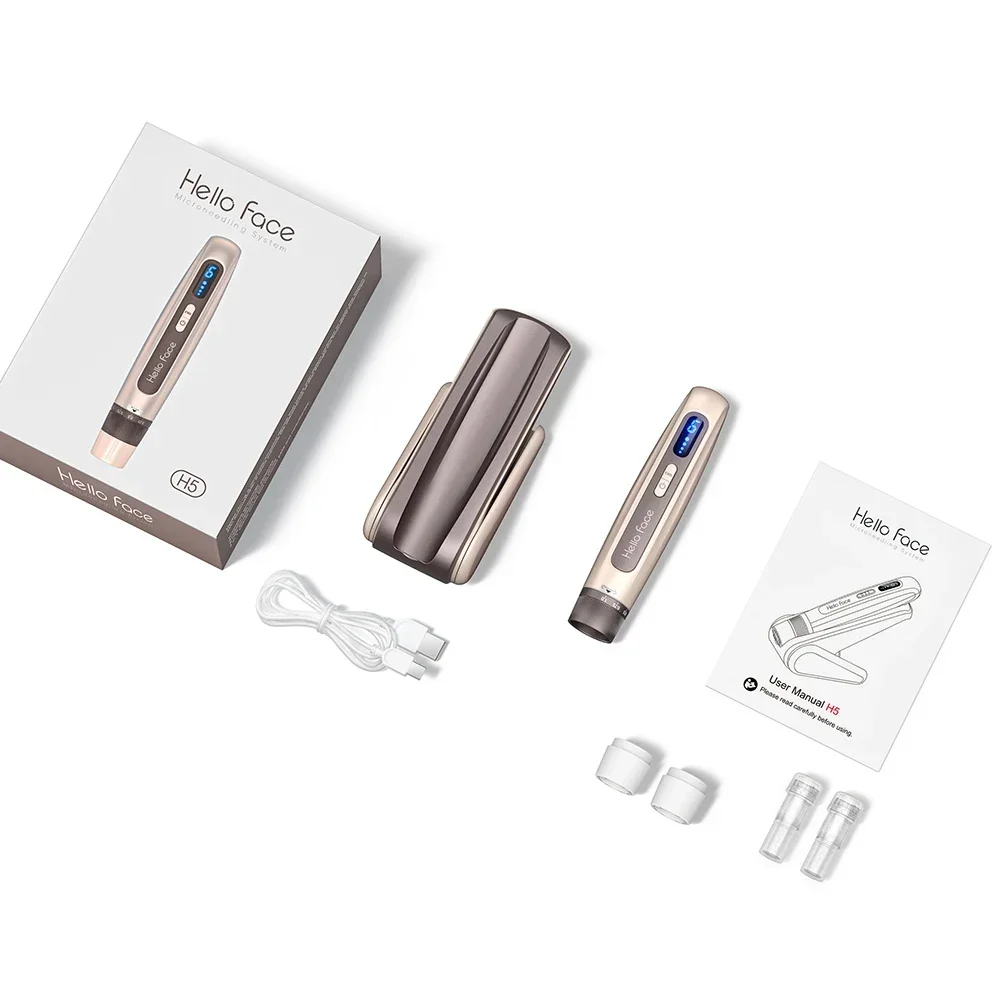 H5 Hydra Microneedle Pen mit Kartusche, Microneedling Derma Pen für Gesicht, Kopfhaut, Schönheits- und Hautpflege, Nadel Länge 0,2 mm – Detail 8