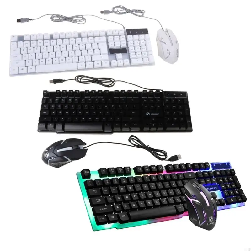 B0KF GTX300 USB RGB Backlight Gaming Mouse Keyboard Combos Set Gifts for kids