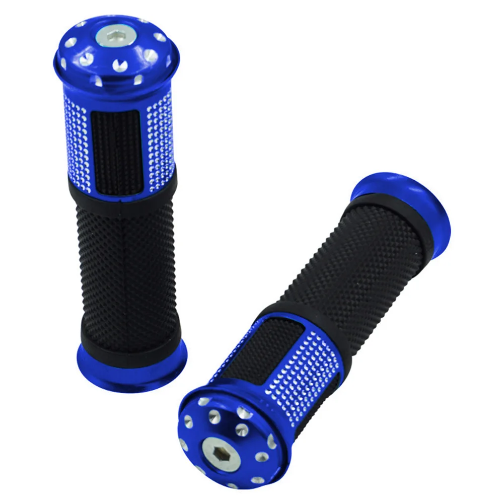 1 Pair Motorcycle Hand Grips CNC Aluminum Soft Rubber Handlebar Grips Throttle Universal 7/8\