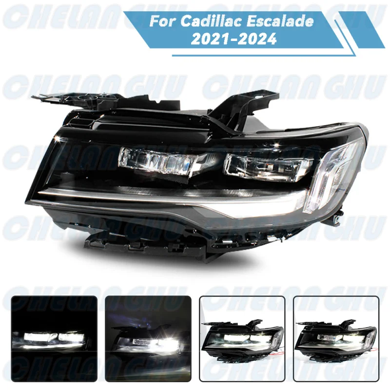 LED White HeadLight For Cadillac Escalade 2021 2022 2023 2024 Left Side Front HeadLamp DRL With LED Bulbs car accessories