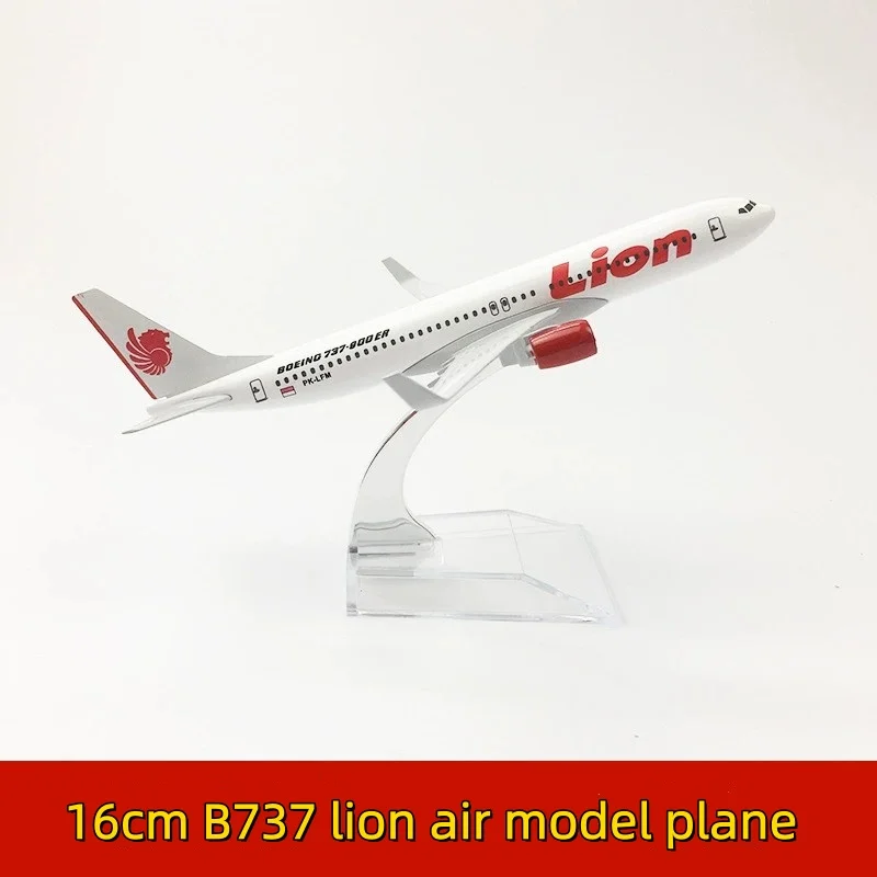 16cm b737 Lion Air Aeroplane model Metal 1/400 Scale Planes With Stand Simulation Airliner Toy Airplane for Boys Gift