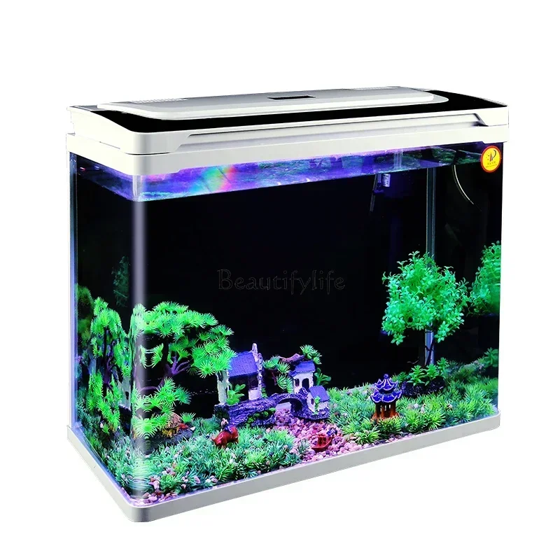 

LD33Glass Fish Globe Household Desk Small Living Room Lazy Change Water Ecological Self-Circulation Aquarium
