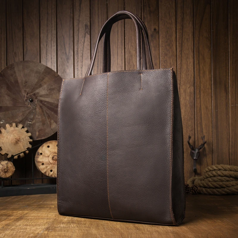 Sac à main rétro en cuir véritable fait à la main, fourre-tout vintage, cuir de vachette Full Mars, sac pour ordinateur portable de bureau, sac à main extérieur, grand espace