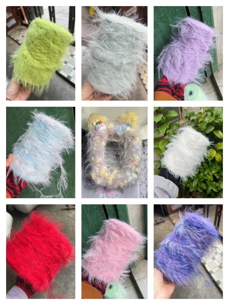 250g/500g/ Group Non-shedding 10 Cm Long Mink Wool Thread DIY Handwork Woven Plush Scarf Hat Blanket Material Wool Thread