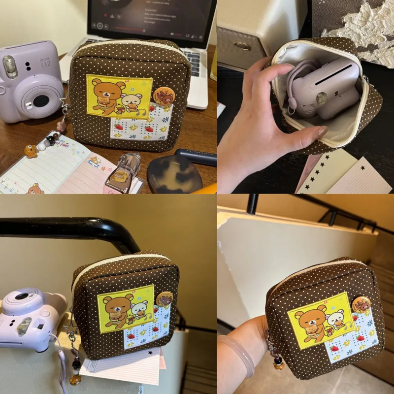 

Embroidery Wallet Y2K Rilakkuma Makeup Bag Tote Bag Patchwork Printed Miscellaneous Storage Bag High Capacity Portable Bag New