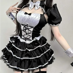 Japanese Gothic Y2k Lolita Dress Women Chic Bow Cardigan Sweet Ruffles Slim Strsp Mini Dresses Female Korean Fashion Maid Suit