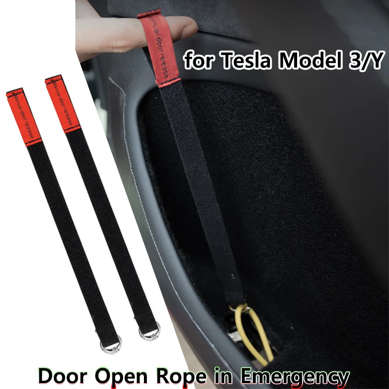 

Rear Door Emergency Handle Rope for Tesla Model Y 3 Extended Manual Door Release Emergency Safety Pull Model3 2024 Puller Button