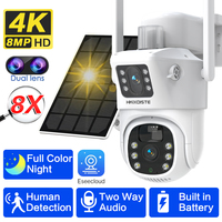 4K 8MP Dual Lens CCTV WiFi PTZ IP Camera Built-in Battery Solar Powered Outdoor Auto Tracking Wireless Security Surveillance Cam