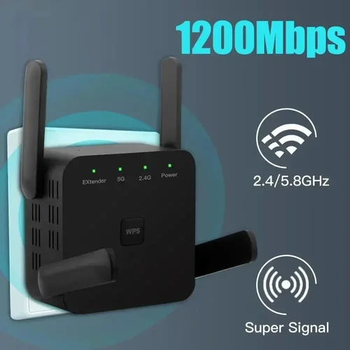 Imagen 1 del producto Repetidor WiFi con enchufe UE/EE. UU./Reino Unido de 1200Mbps amplificador de señal extensor inalámbrico amplificador repetidor Wi-Fi de 2,4 GHz/5GHz