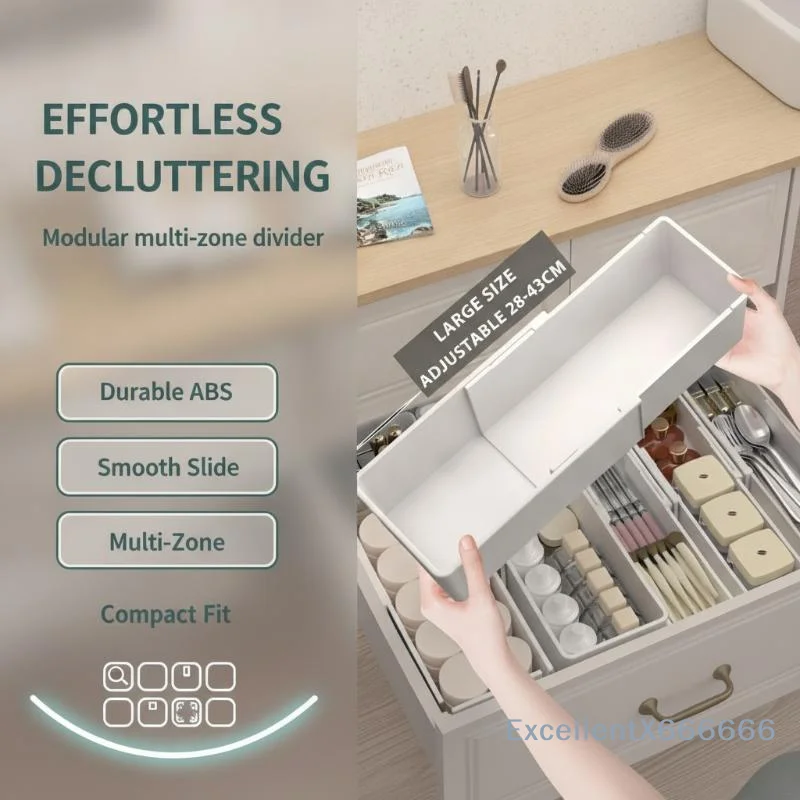 Scalable Partition Storage Box Household Kitchen Utensil Drawer Storage Box Multifunctional Sock And Underwear Storage Box