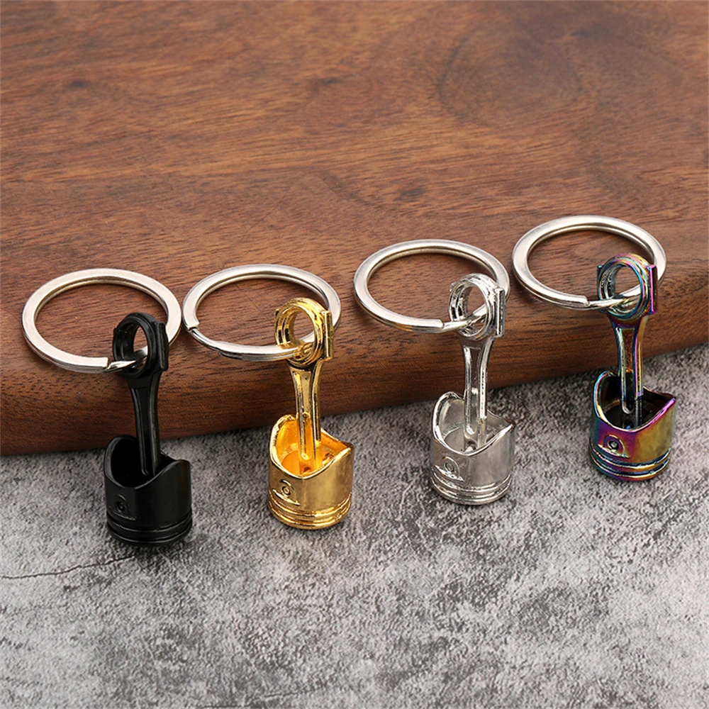 Creative Cylinder Engine Gasket Steering Wheel Keychain Piston Turbine Auto Parts Keyring for Car Bag Phone Pendant Accessories