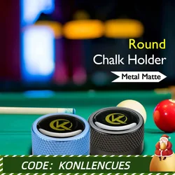 KONLLEN Round Pool Cue Taom Chalk Holder-Portable Metal Cue Chalk Holder Case for Billiard Carom Cue Snooker Sports Accessories