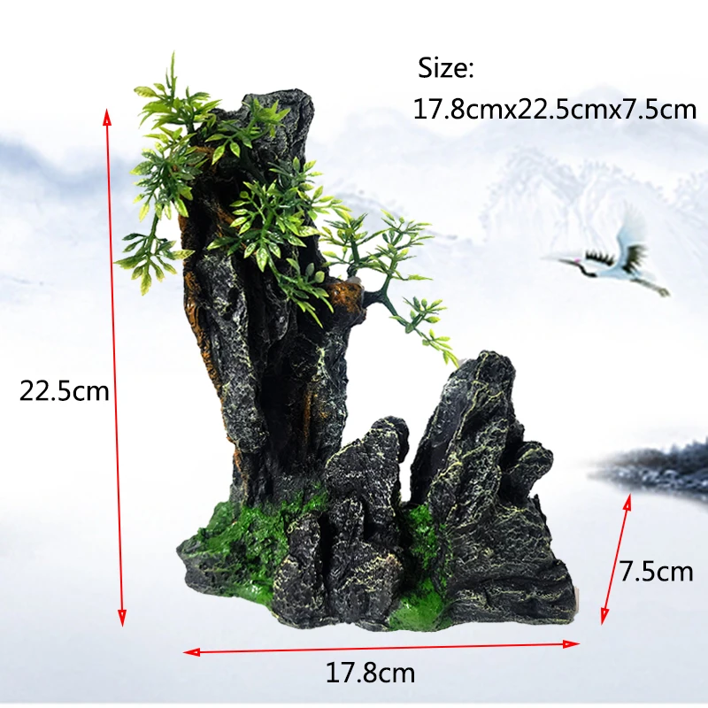 Harz Aquarium Steingarten Berg Dekoration Künstliche Ansicht Felsen Höhle Stein Baum Aquarium Ornament Aquarium Dekor Hause Neue