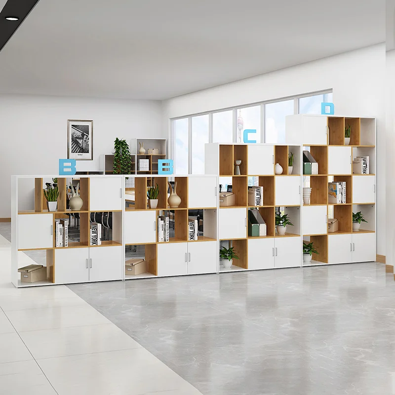 

Wooden short cabinet, file cabinet, data cabinet, bookshelf, and grid cabinet combination