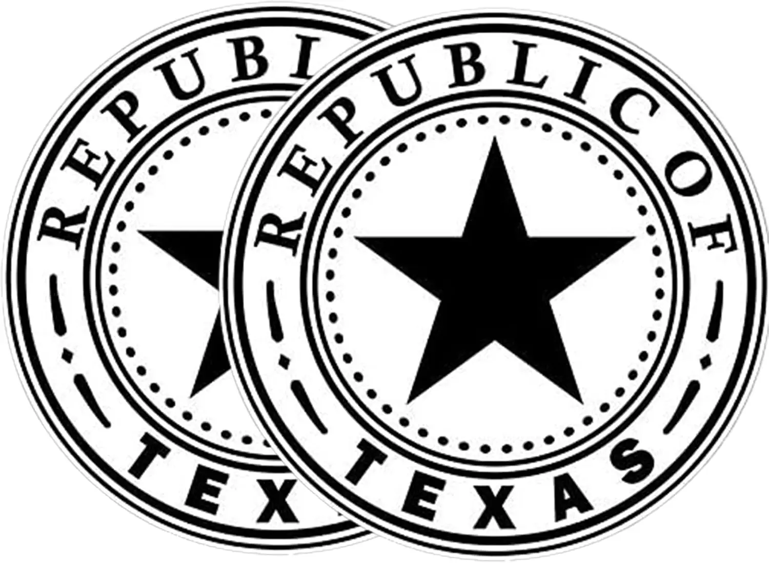 2 Pack Round Vintage Republic Of Texas PVC Vinyl Sticker For Vehicle Body And Window Creative Graphic Decoration Decal