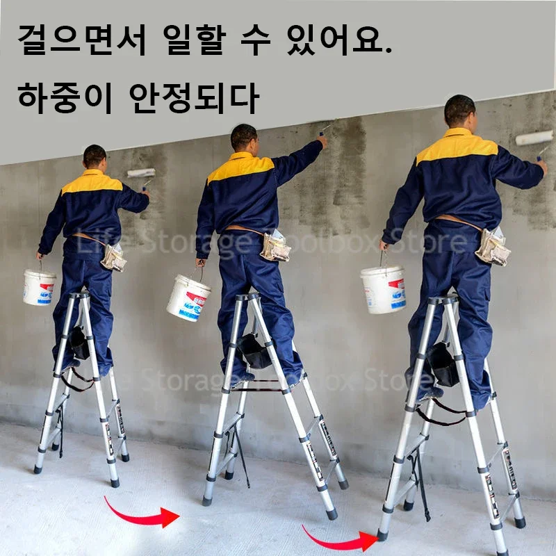 5-stage Ladder Folding Ladder Stainless Steel Ladder A-type Telescopic Ladders Extension Step Ladders Household Thicken Stairs