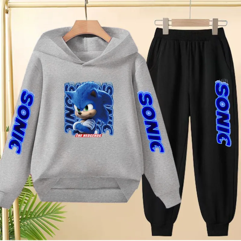 

Exquisite Hooded Sweatshirt+ Long Pants Set. Both Boys and Girls Like Leisure sports Loose Suits with Cartoon and Anime Patterns