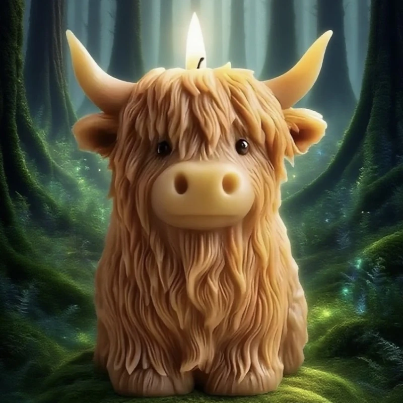 

1 шт. силиконовая форма для свечей Highland Cow - многоразовая форма в форме животных для свечей ручной работы своими руками, поделки из штукатурки и смолы - фермерский дом