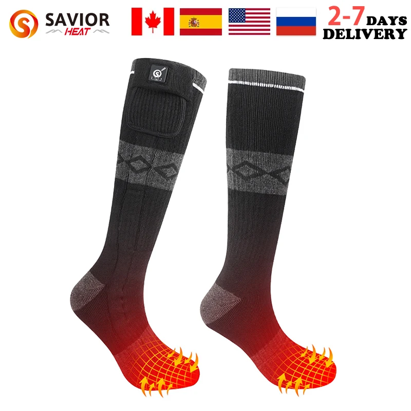 Savior Heat Winter Heated Socks For Men Thermal Stockings Woman Foot Warmer Outdoor Ski Trekking Motorcycle Cycling Heating Sock