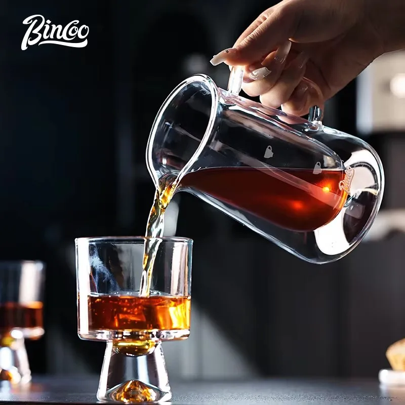 Bincoo Coffee pot double-layer heat-resistant glass ice American hand flush sharing pot household hanging ear coffee set utensil