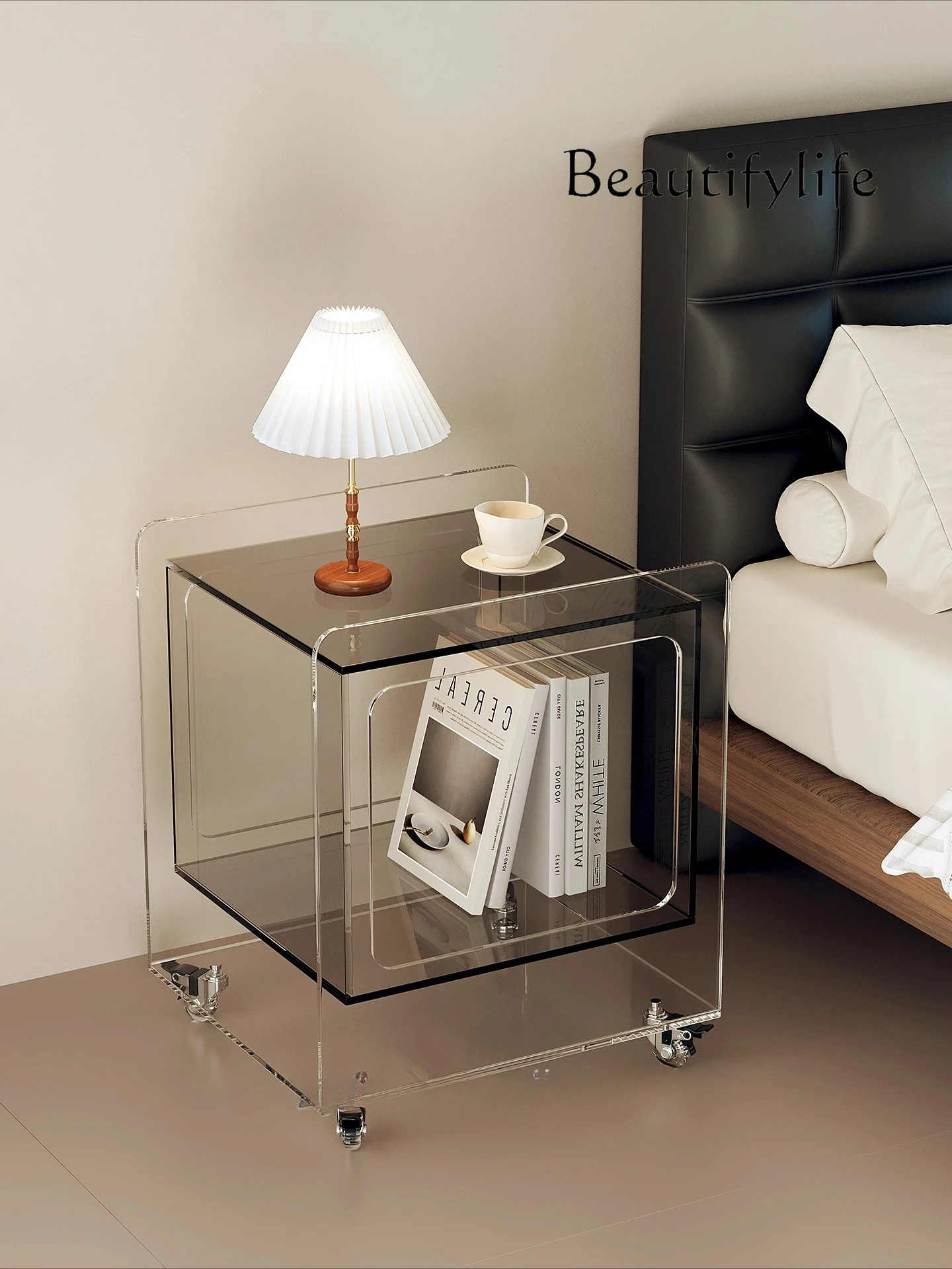 

Acrylic trolley, few shelves on the side of the sofa, simple mobile bedside table for home use, wine and dining car