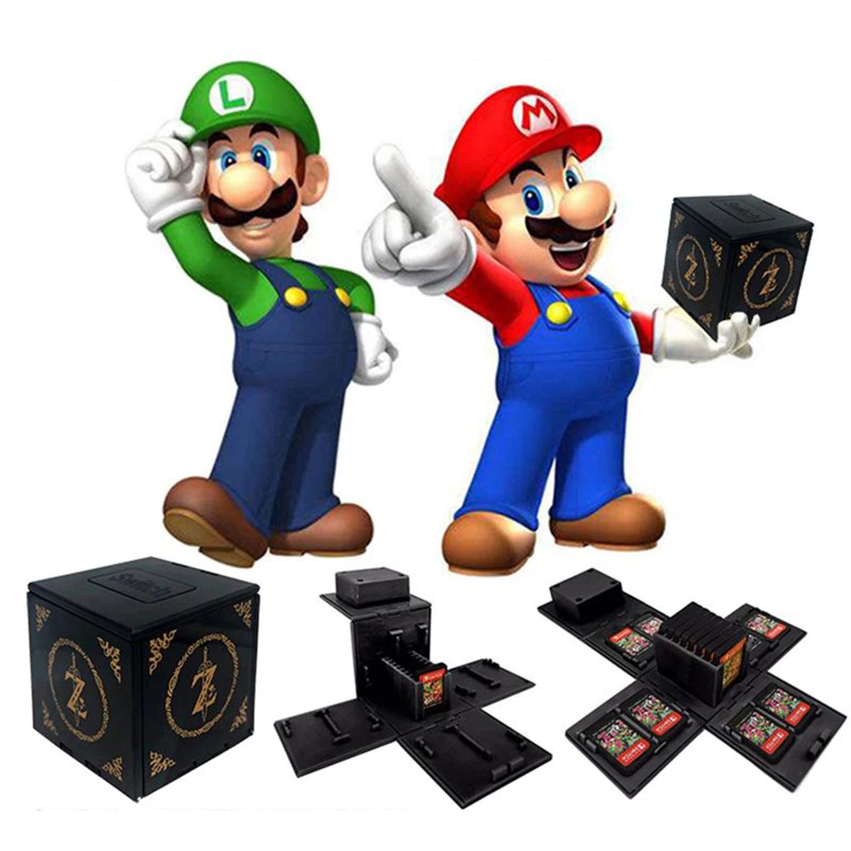 Super Mario Zelda gioco di animazione di un pezzo giocattoli periferici custodia per Cassette di gioco figure di Anime collezione di modelli d\'azione