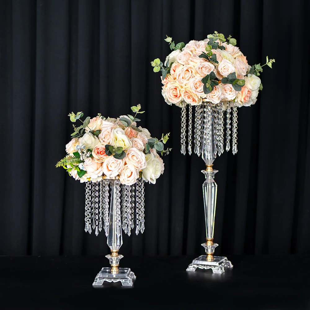 Acrylic crystal flower stand wedding fashion decoration props wedding hotel table flower festival road guide flower arrangement