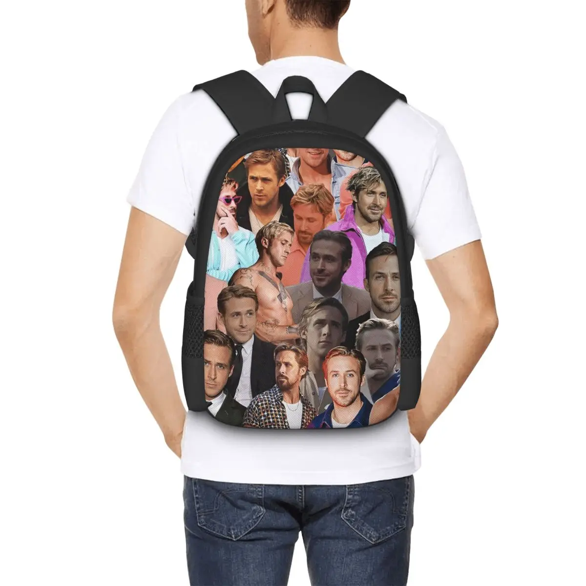 Ryan Gosling Photo Collage Student Backpack School Bag Hiking Travel Daypack for Men Women Fashion Bookbag Shoulder Bags