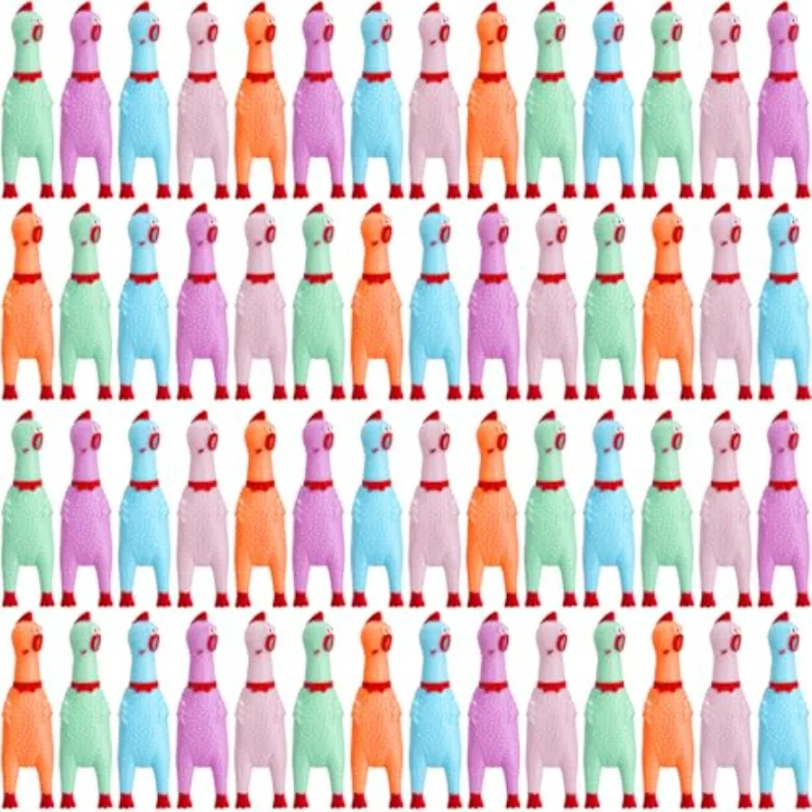 

50 шт. резиновых кур-пищалок, забавные игрушки для собак, оптом, для взрослых собак, 6,3 дюйма, светлые цвета