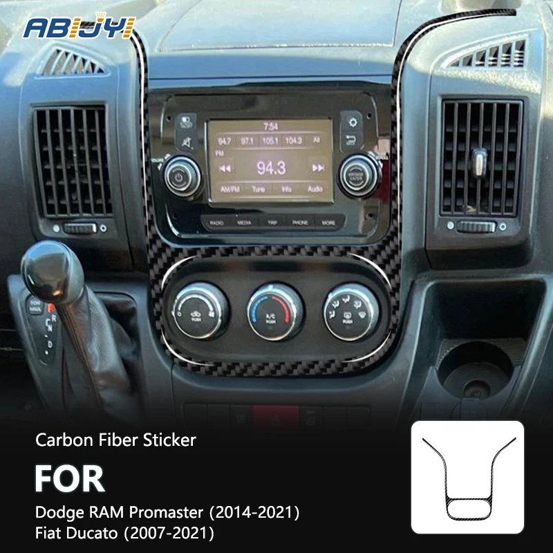 Central Control Bezel Carbon Fiber Interior Stickers For Dodge RAM Promaster 2014-2021 Fiat Ducato 2007-2021