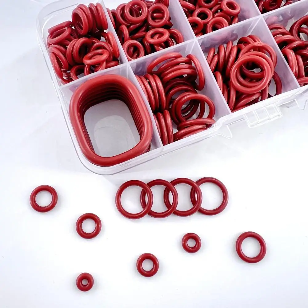 1/2sets Silicone O-ring Set 10 Sizes Oil Heat Resistant Suitable For Cars Pipelines Circular rubber Sealing Ring Gasket Pad