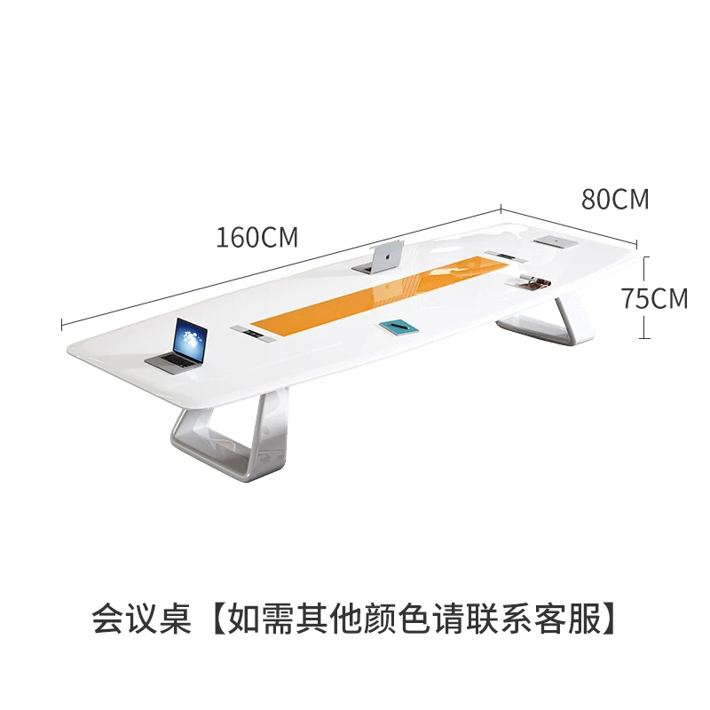 Painted conference table, long table, simple modern and fashionable office, large negotiation table and chair combination