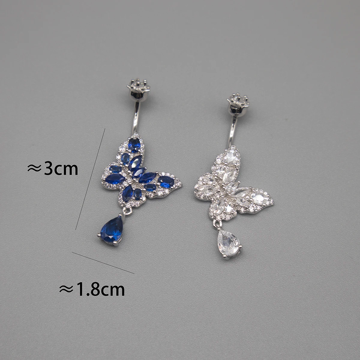 Nabel Piercing Silber 925 Echt Bauchnabel Ringe Körper Dekoration Frauen Schmuck Weiß Blau Zirkon Schmetterling Feine Geschenk