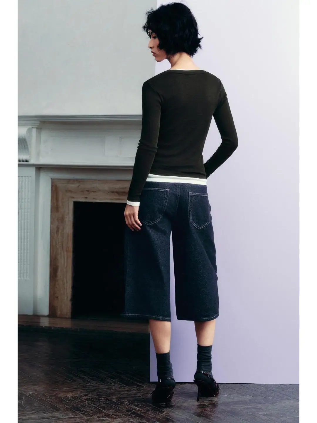 الوقوف صالح طويل Sve جولة Ne طبقة مزدوجة تي شيرت مستودع العمل خريف 2025 تنوعا الأساسية Sle طول منتظم #2