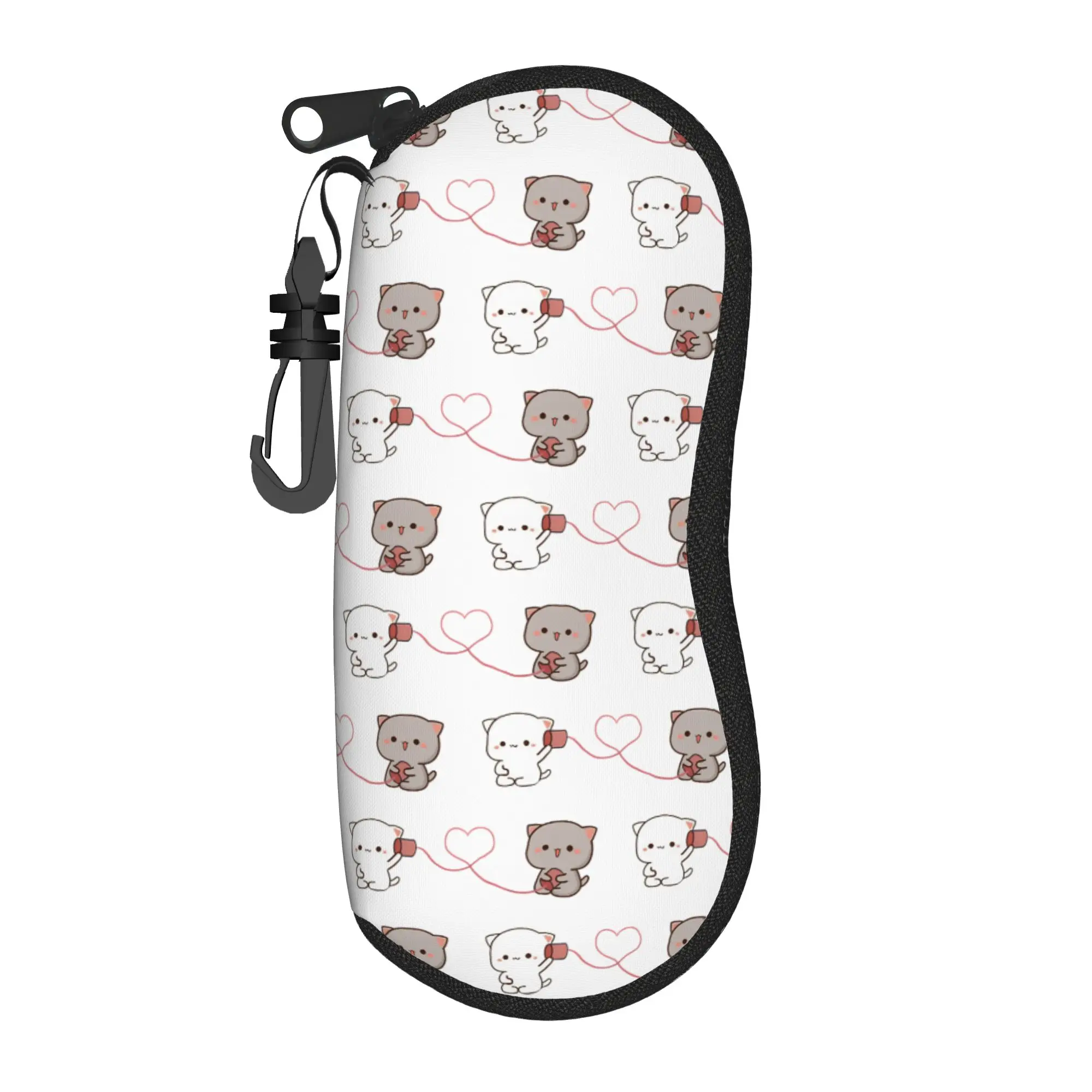Peach and Goma Love Call Glasses Case Men Women Protective Zipper Mochi Cat Eyewear Protector Print Sunglasses Box