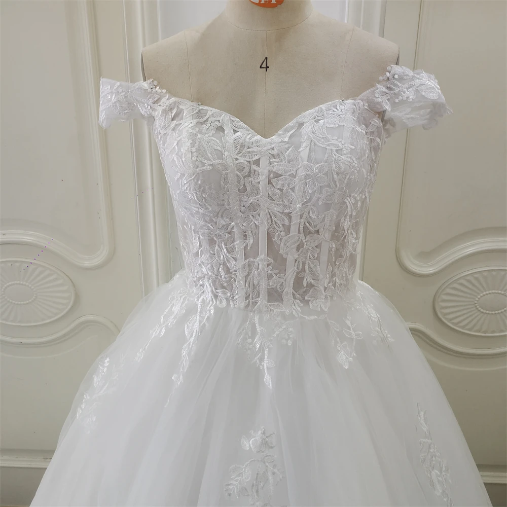 Personalizado zj9361 requintado fora do ombro vestidos de casamento querida applique vestidos de noiva a linha feito sob encomenda