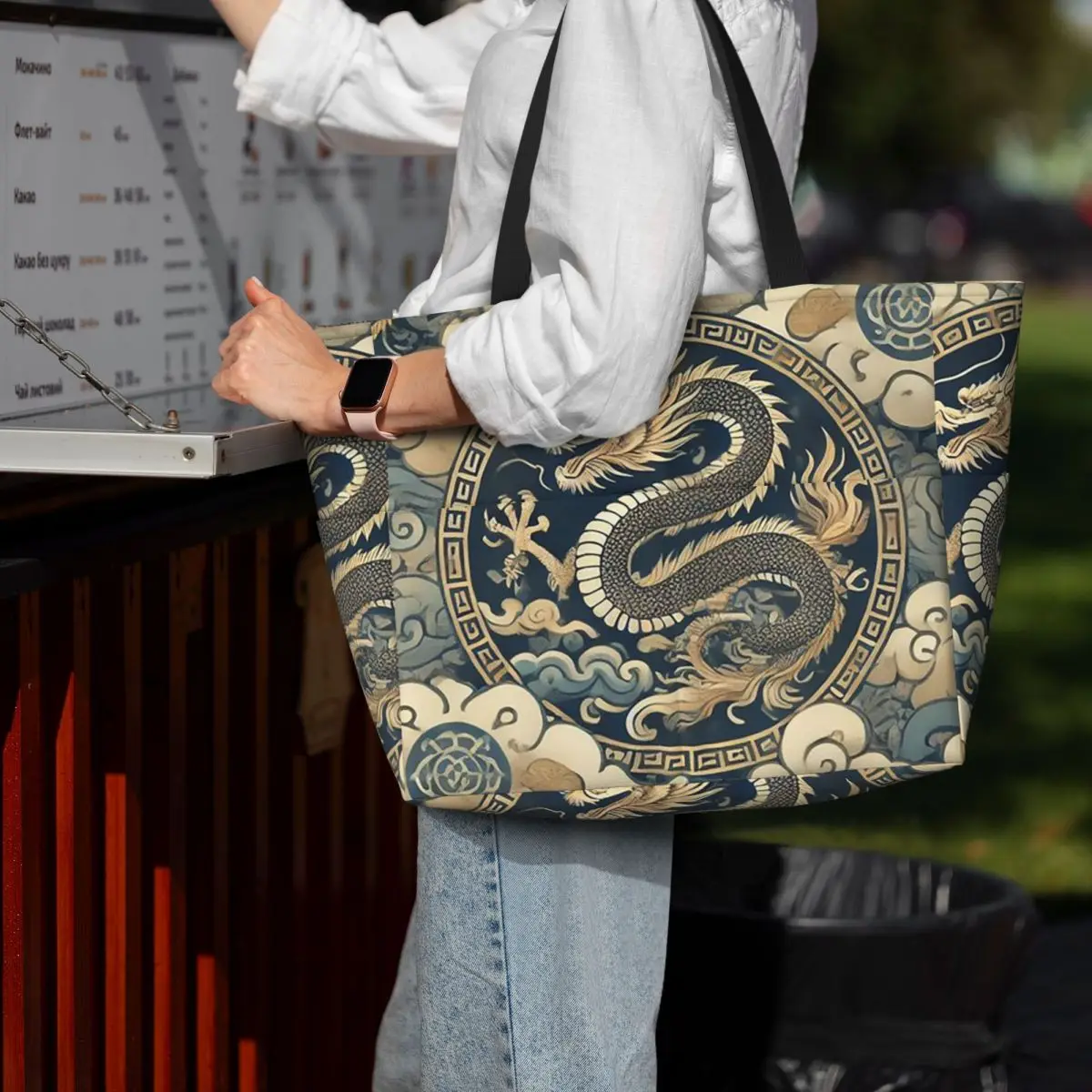 

Chinese Dragon Beach Tote Bag Sport Gym Yoga Duffle Large Tote Bag Women Travel Bag Fitness bag