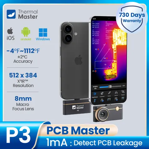 (iPhone and Android Phone) P3 Thermal Camera usb c 512×384 X³IR Resolution 1112℉ Temp Range Air Conditioning Inspection Camera