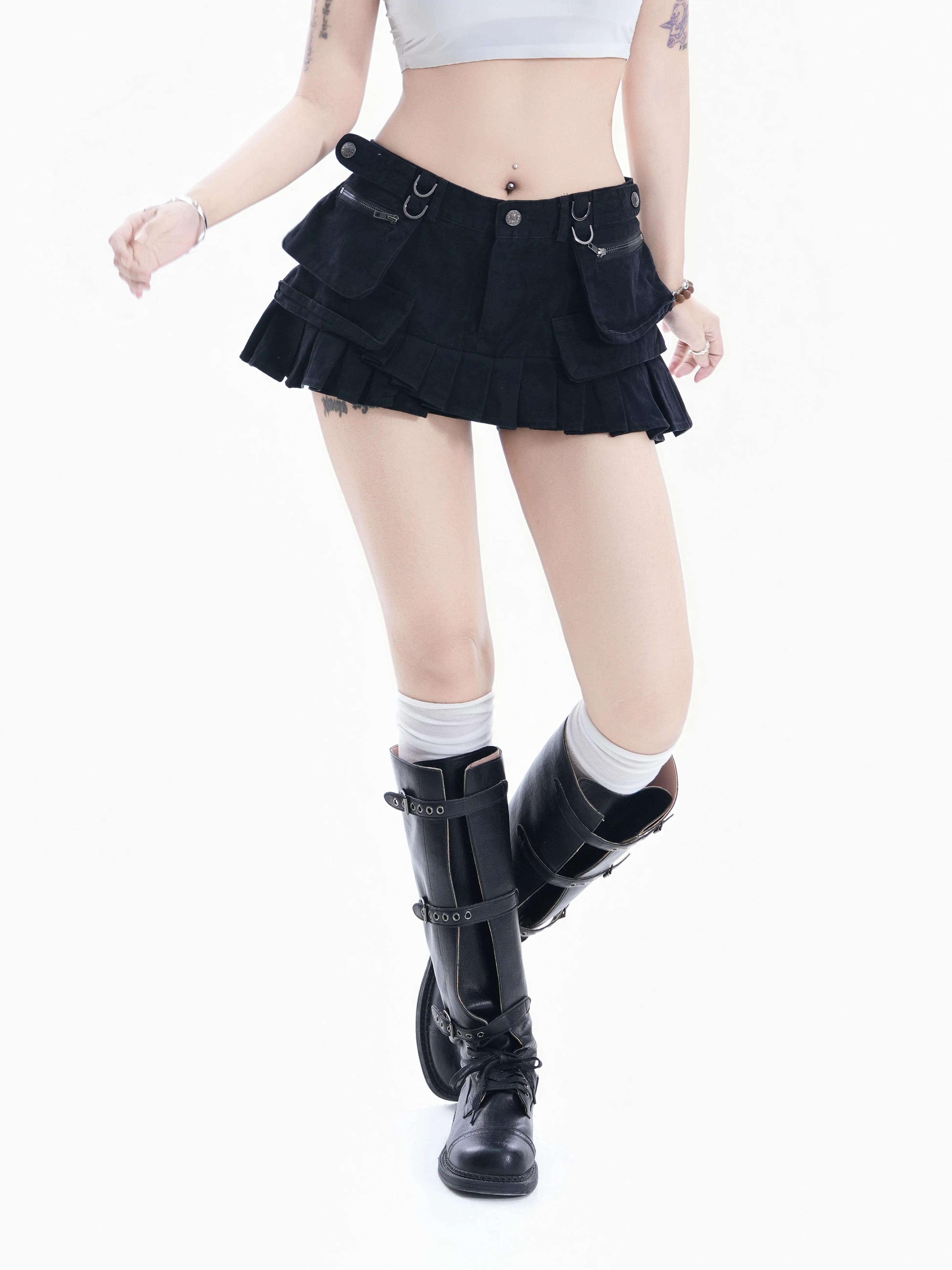 

Small Ball American Style Sexy Cowgirl Super Short Denim Skirt Women's A-Line Pleated Slimming Anti-Light Versatile Trendy Skirt